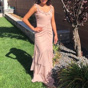 Baby pink ruffle maxi dress